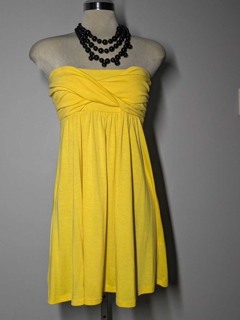 Derek Heart Strapless Twist-Bust Yellow Dress